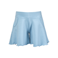 Wolf Blue Girl's Riley Swing Short, Front View with Side Pockets & Lettuce-Edge Hem | Greyson Clothiers