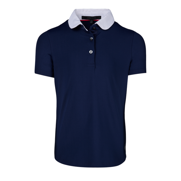 Maltese Blue Girl's Scarlett Polo with Contrast Collar - Front View | Greyson Clothiers
