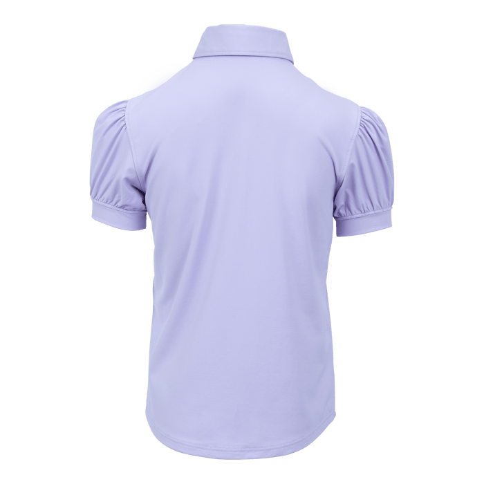 Greyson Clothiers Girl's Scarlett Classic Puff Sleeve Polo in Lavender Mist - Back View | Greyson Clothiers