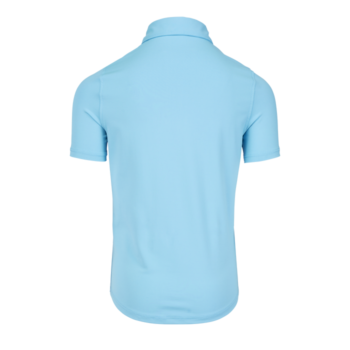 Wolf Blue Girl's Scarlett Short Sleeve Performance Polo - Back View, Stretch Fabric | Greyson Clothiers