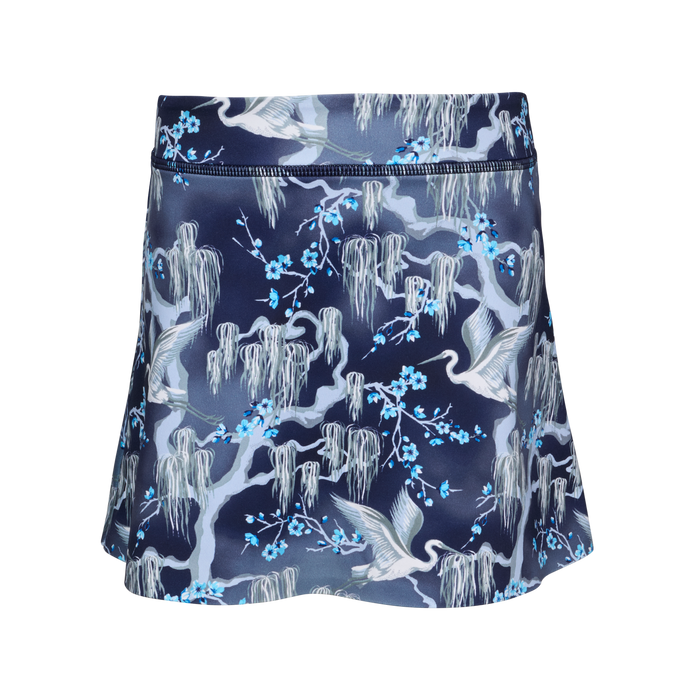 Maltese Blue Shadow Flight Print Girls' Venus Performance Skirt - Front View | Greyson Clothiers