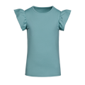 Agave Girls' Sophia Top with Puffed Flutter Sleeves in Teal - Front View | Greyson Clothiers