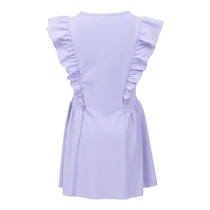 Lavender Mist Girl's Venus Dress - Back View, Wolf Logo at Neckline | Greyson Clothiers