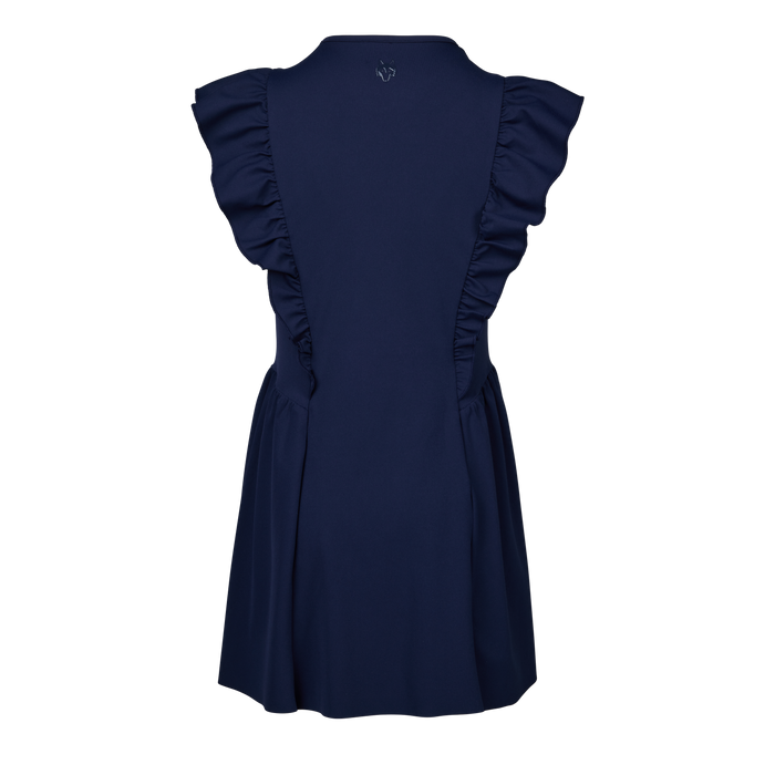 Maltese Blue Girl's Venus Dress - Back View, Wolf Logo Emblem, Performance Girls Dress | Greyson Clothiers