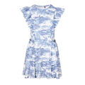 Vintage Indigo Girl's Venus Huntress Toile Dress - Front View, Ruffle Sleeves | Greyson Clothiers