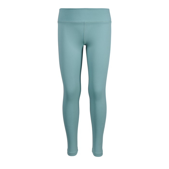 Agave Teal Girl's Venus Legging - Front View, Stretch Waistband Detail | Greyson Clothiers