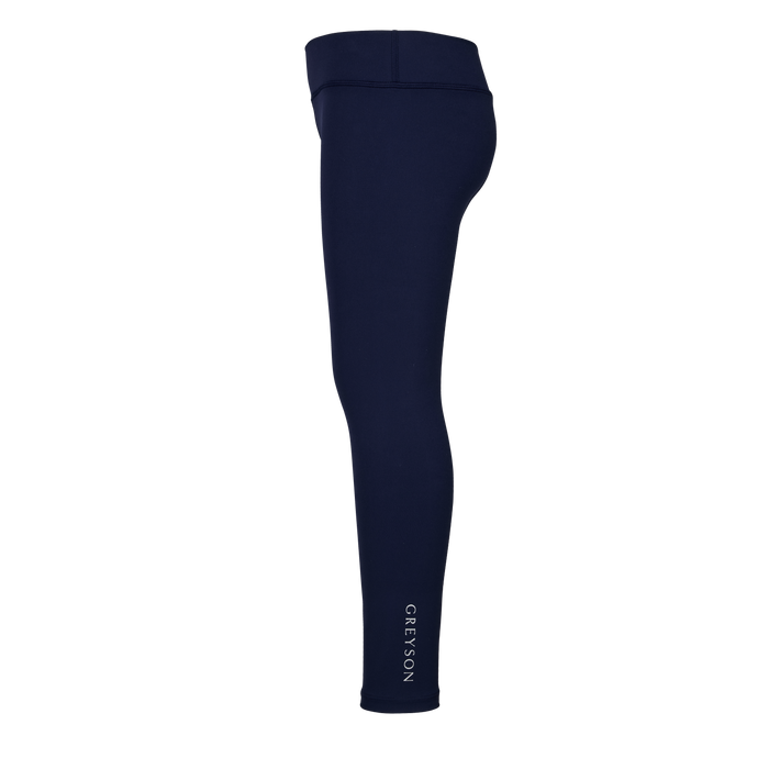 Wolf Blue Girl's Venus Legging Side Profile with Greyson Logo Detail | Greyson Clothiers