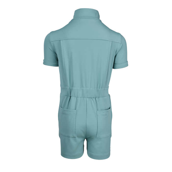 Agave Girl's Venus Romper, Back View, Back Pockets & Elastic Waist Detail | Greyson Clothiers
