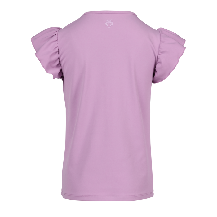 Girl's Venus Short Sleeve Top in mauve with wolf logo detail - Back View | Greyson Clothiers
