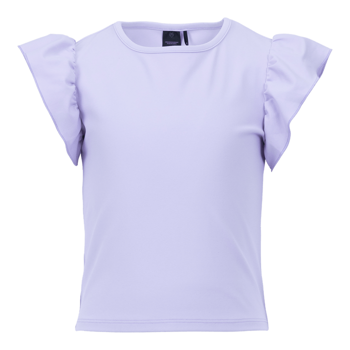 Girl's Venus Short Sleeve Top in lavender flutter sleeve active top - Front View | Greyson Clothiers