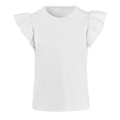 Girl's Venus Short Sleeve Top in Arctic white flutter sleeve performance tee - Front View | Greyson Clothiers