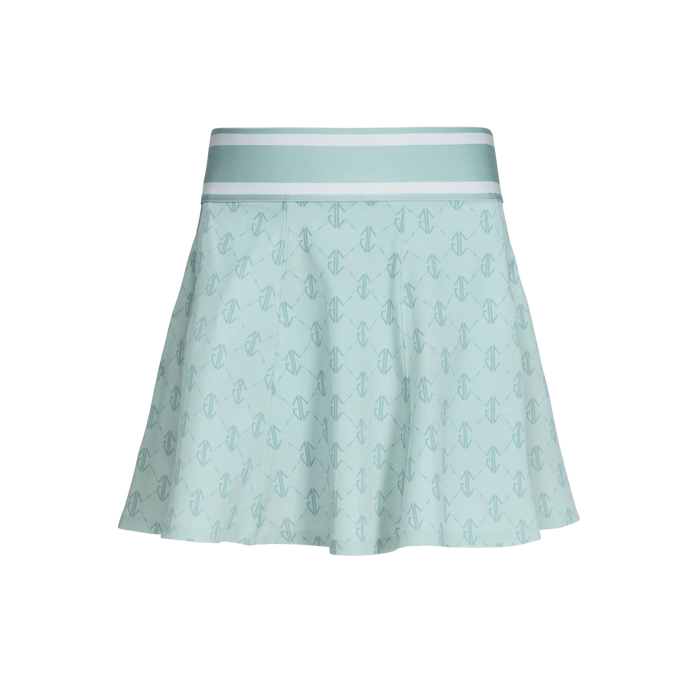 Mineral Mist Wolf Links Monogram Girls Flare Skirt - Front View | Greyson Clothiers