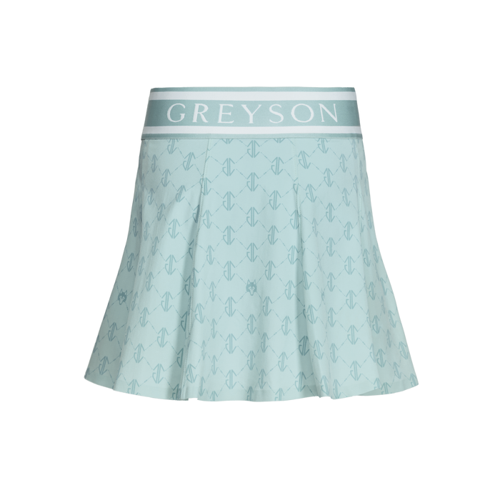 Mineral Mist Girls Phoenix Flare Skirt Greyson Logo Waistband Detail - Back View | Greyson Clothiers
