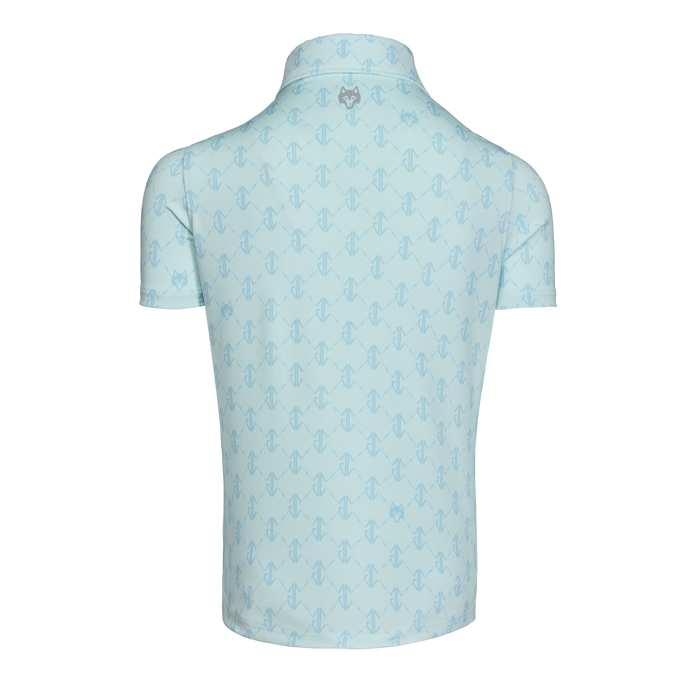 Mineral Mist Wolf Links Monogram Girls Polo - Back View with Wolf Logo | Greyson Clothiers