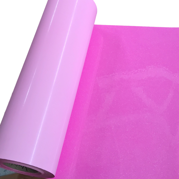 Glitter,??Rainbow Neon Pink??Heat Transfer Vinyl 19" HTV