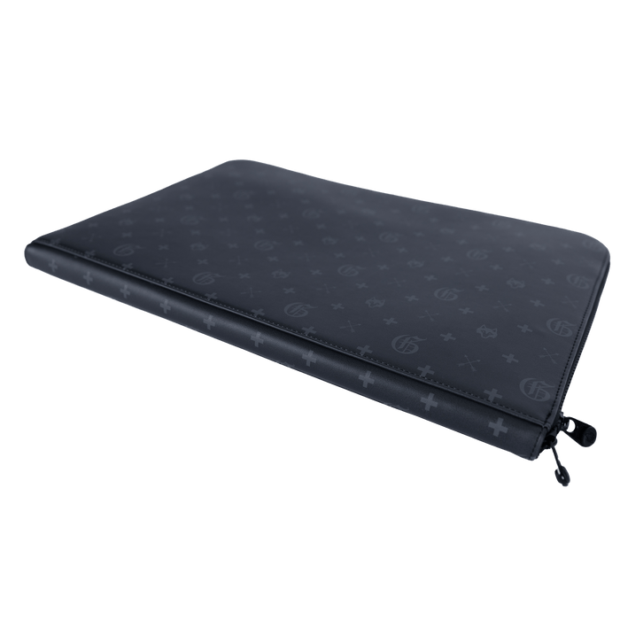 Greyson G.O.A.T. Attaché Case in Shepherd - Angle View, Zipper Closure & G.O.A.T. Print Detail | Greyson Clothiers