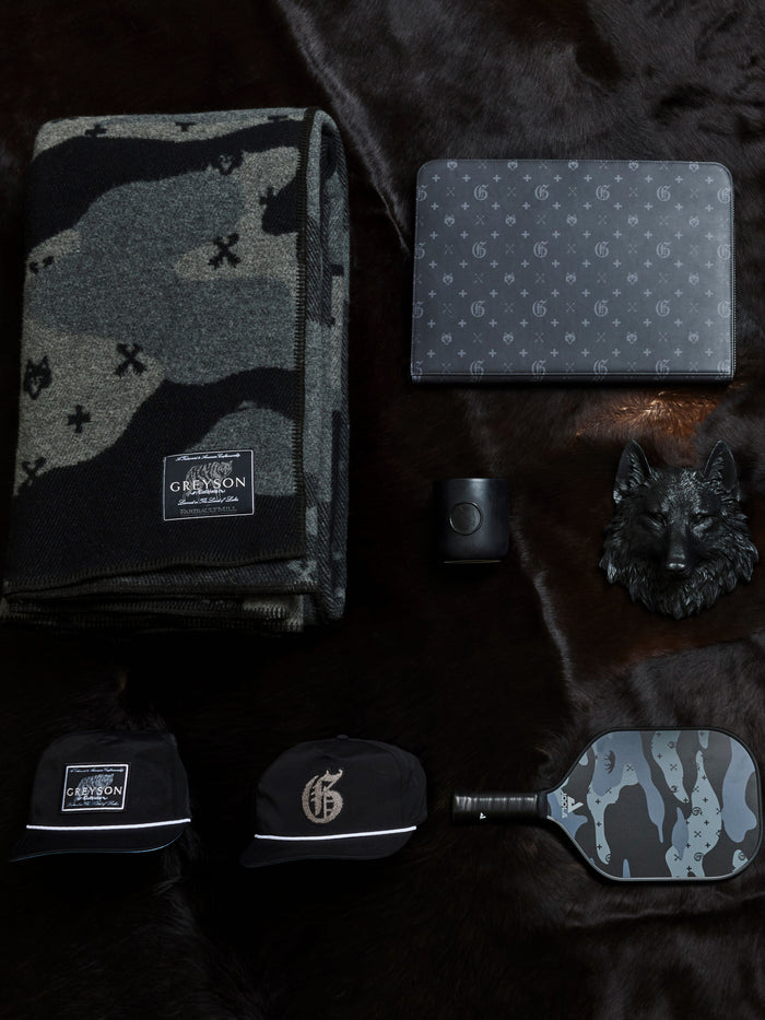 Greyson G.O.A.T. Attaché Case - Holiday Gift Flat Lay with Pack Blanket, Caps & Pickleball Paddle | Greyson Clothiers
