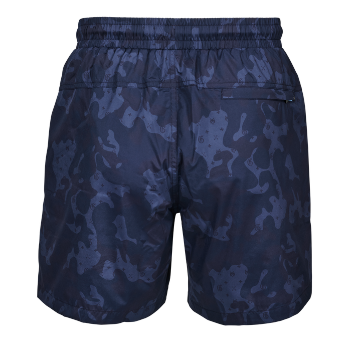 Greyson G.O.A.T. Camo Torch Swim Short in Maltese Blue - Back View with Zip Pocket | Greyson Clothiers