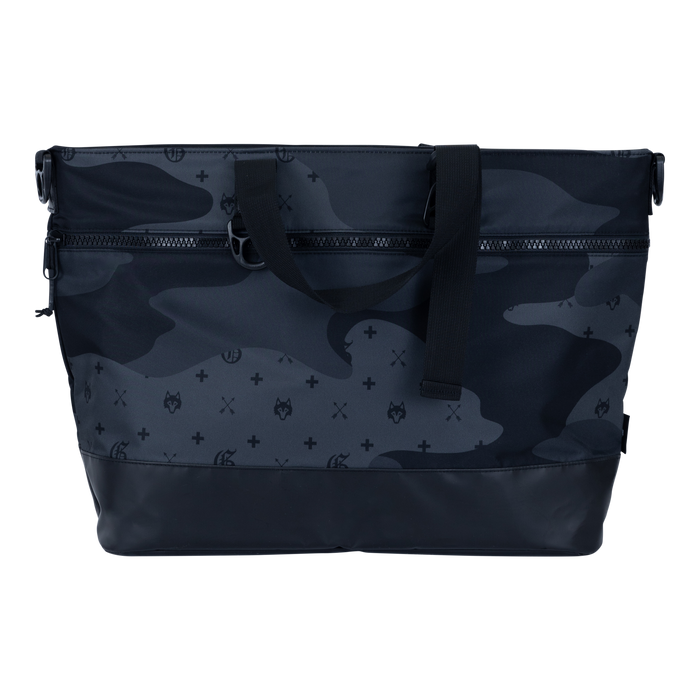 Greyson G.O.A.T. Camo Tote Bag Shepherd - Front View Showing Wolf Logo Print, Zip Pockets & Tote Handles | Greyson Clothiers