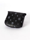 Greyson G.O.A.T. Mallet Putter Cover - Black Leather G.O.A.T. Print, Front Angle | Greyson Clothiers