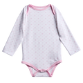 Arctic G.O.A.T. Pups Baby Onesie - Front View, Pima Cotton with G.O.A.T. Print & Pink Trim | Greyson Clothiers