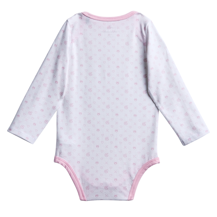 Arctic G.O.A.T. Pups Baby Onesie - Back View, Long Sleeve Pima Cotton with Pink Trim | Greyson Clothiers