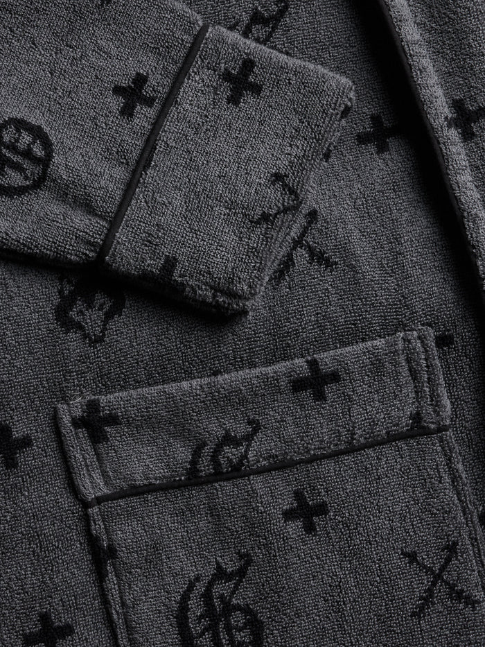 G.O.A.T. Terry Resort Robe Shepherd - Patch Pocket & Cuff Detail with G.O.A.T. Print | Greyson