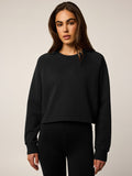 Shepherd Gothic "G" Aspen Cropped Crewneck - Front On-Model, Premium Fleece Women's Sweatshirt | Greyson Clothiers