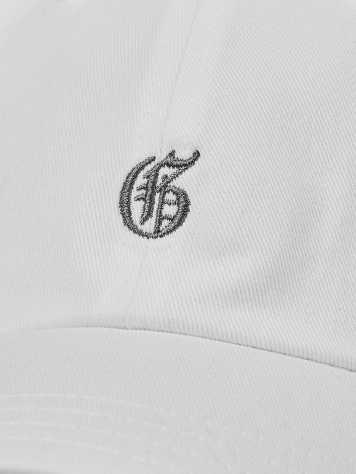 Arctic Gothic G Logo Embroidery Close-Up on Cotton Twill Dad Hat | Greyson Clothiers