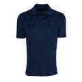 Maltese Blue Gothic G Jacquard Terry Short Sleeve Polo - Front View | Greyson Clothiers