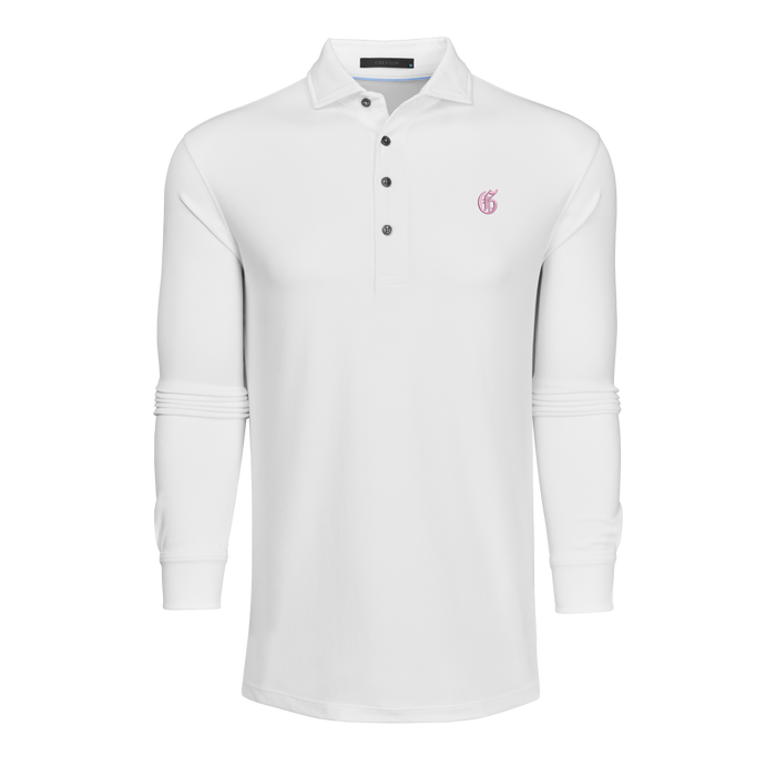 Arctic Pique Gothic G Omaha Long Sleeve Golf Polo - Front View | Greyson Clothiers
