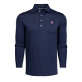 Maltese Blue Pique Gothic G Omaha Long Sleeve Golf Polo - Front View | Greyson Clothiers