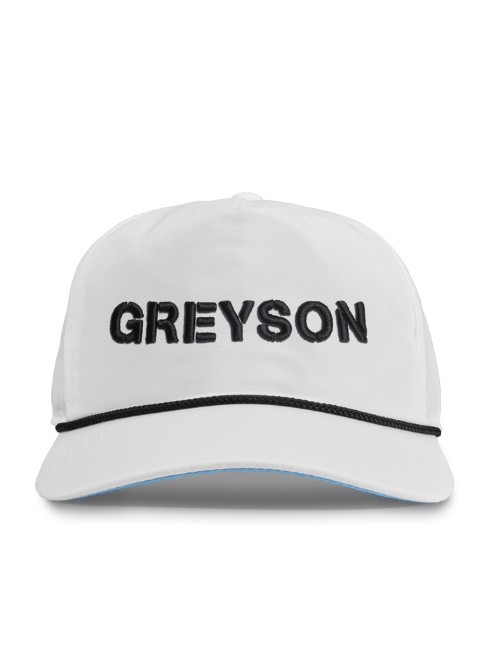 Arctic White Nylon Block Rope Hat - Front View - Men's Golf Cap | Greyson Clothiers