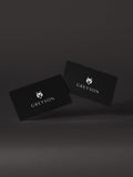 Greyson Clothiers E-Gift Card - Two Black Cards with Wolf Logo, Front View | Greyson Clothiers