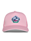 Azalea Pink Mesh Trucker Hat - Front View with Greyson Crest Patch | Greyson Clothiers