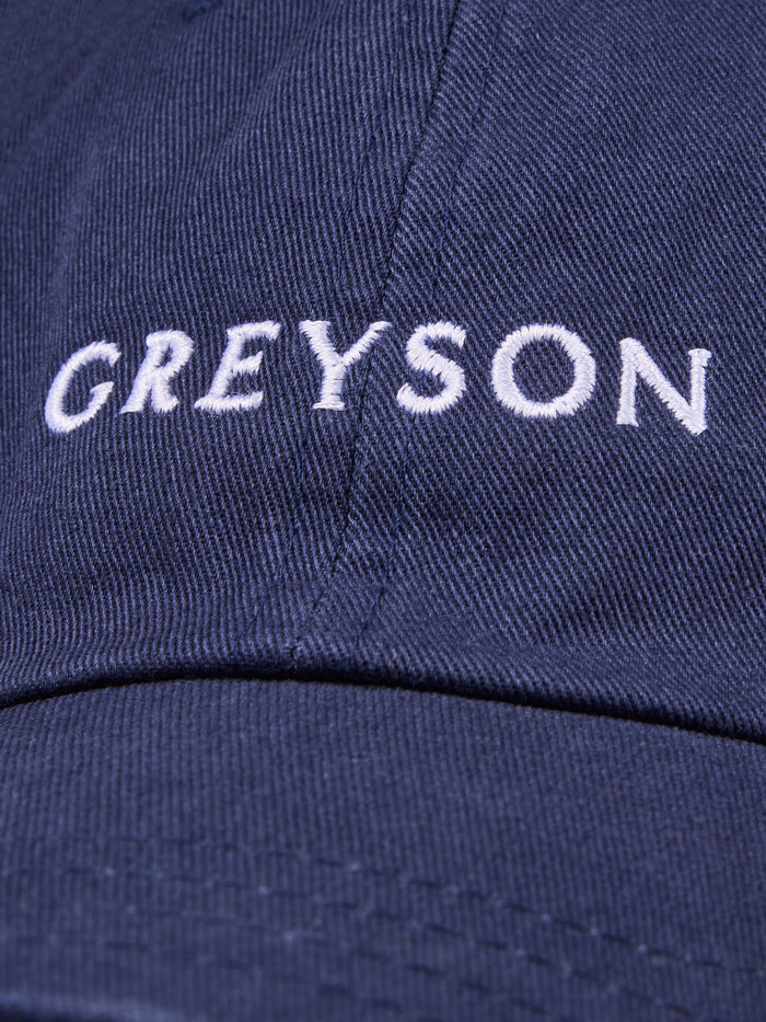 Greyson Clothiers Dad Hat in Maltese Blue - Embroidered Logo Close-Up | Greyson Golf Hat