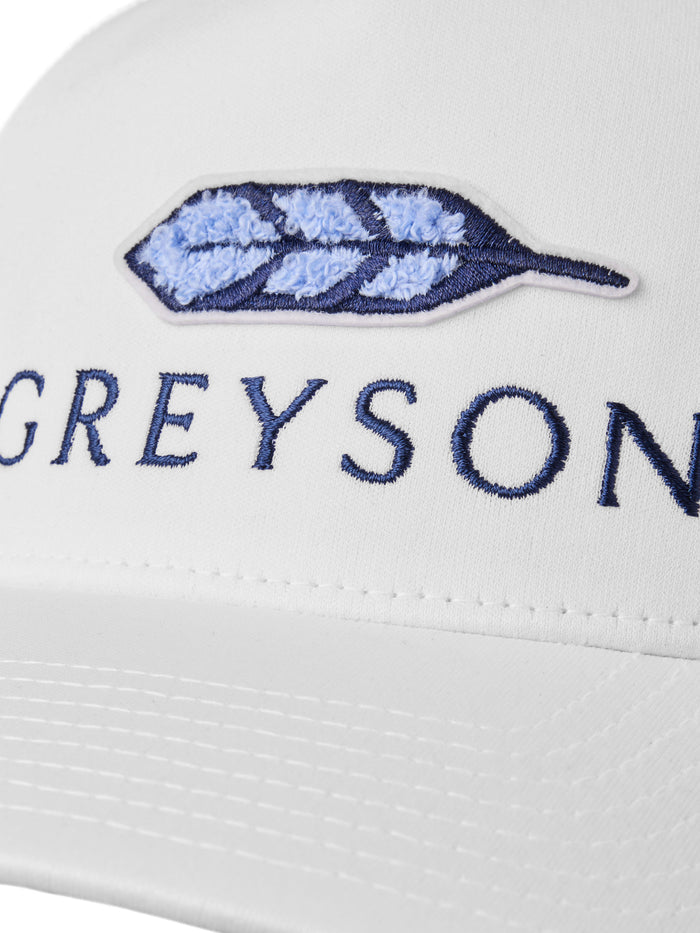 Greyson Feather Trucker Hat - Close-Up Limited Edition Feather Patch & Embroidered Logo, Arctic | Greyson Clothiers