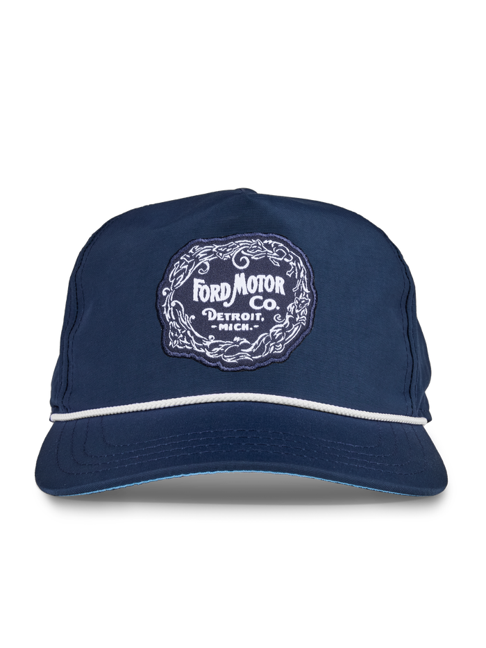 Maltese Navy Greyson x Ford Heritage Rope Hat - Front View with Ford Motor Co. Patch | Greyson Clothiers