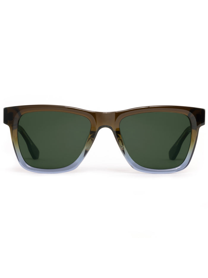 Greyson x Krewe Rory Sunglasses in Nori - Glossy Acetate Square Frame, Front View | Greyson Clothiers