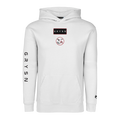 Arctic White Cotton LST Flight Aspen Hoodie - Front View, GRYSN Patch & RKT WLF Embroidery | Greyson Clothiers