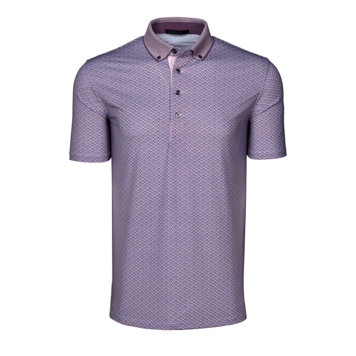 Fig Guardian Short Sleeve Performance Golf Polo Geometric Jacquard - Front View | Greyson Clothiers