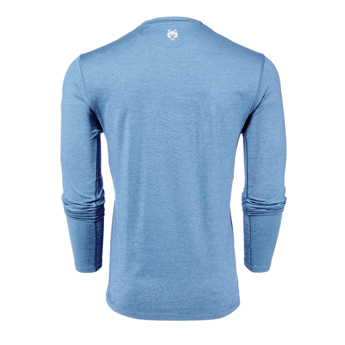 Maltese Blue Guide Sport Long Sleeve Tee - Back View with Wolf Logo | Greyson Clothiers