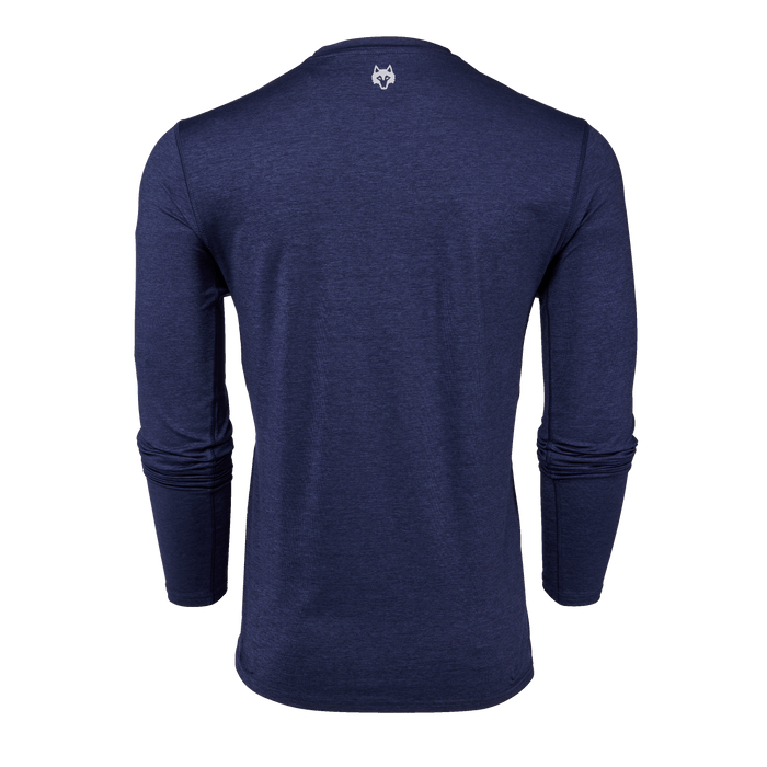 Dark Navy Guide Sport Classic Long Sleeve Tee - Back View with Wolf Logo | Greyson Clothiers