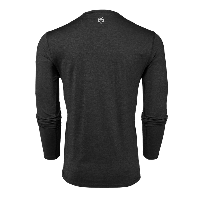 Dark Grey Heather Guide Sport Classic Long Sleeve Tee - Back View with Wolf Logo | Greyson Clothiers