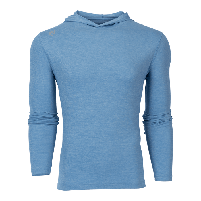 Arctic White Greyson Guide Sport Hoodie - Front View with Wolf Logo, Lightweight Golf Hoodie | Greyson Clothiers