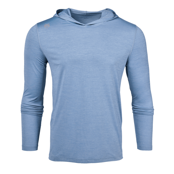 Bonneville Blue Greyson Guide Sport Hoodie - Front View, Men's Golf Hoodie with Wolf Logo | Greyson Clothiers