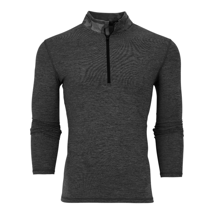 Dark Grey Heather Greyson Clothiers Guide Sport Quarter-Zip with Camo Collar - Front View | Greyson Clothiers