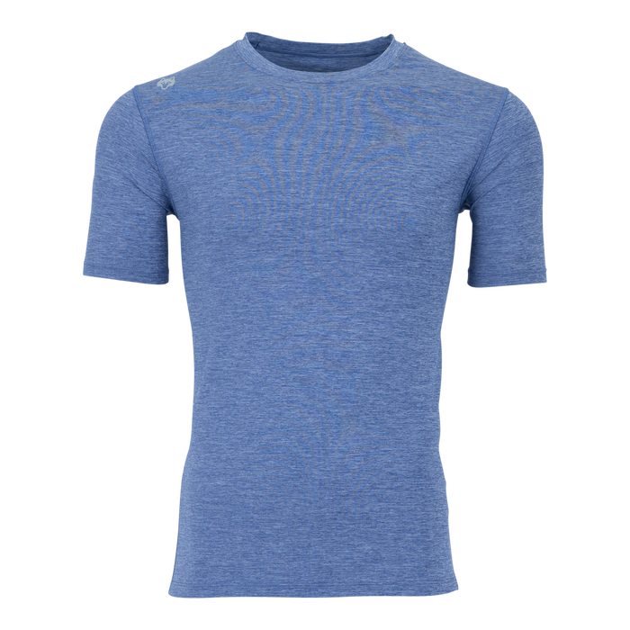 Falcon Blue Heather Guide Sport Short Sleeve Tee - Front View, Tonal Wolf Graphic | Greyson Clothiers