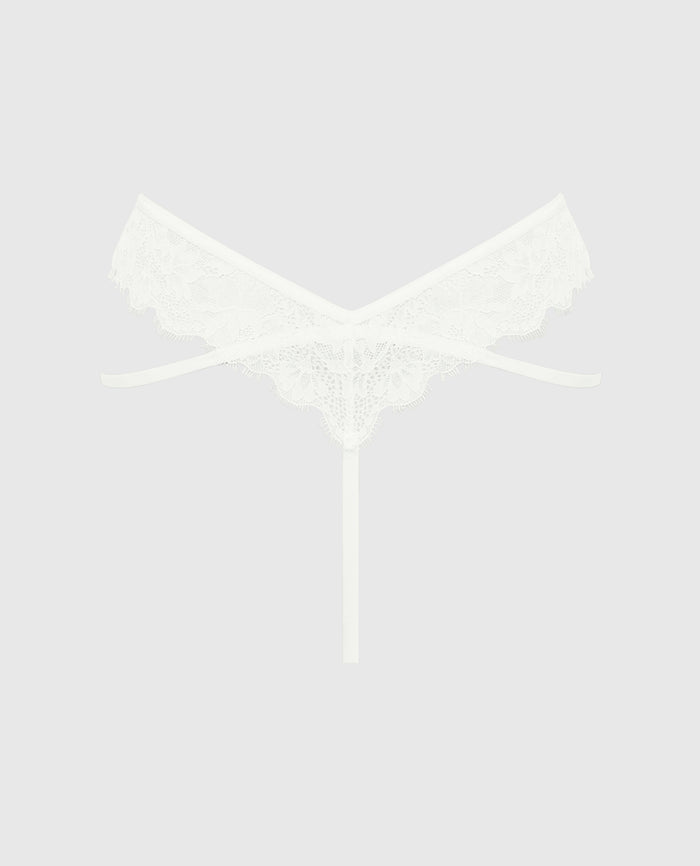 High Leg G-String Panty with Garter Straps