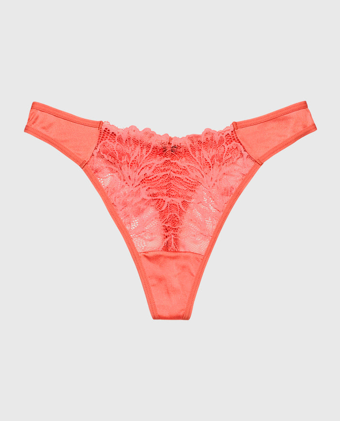 High Leg Lace Thong Panty in Flare